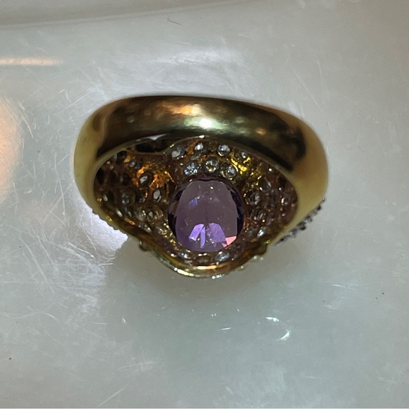 🍾Gorgeous 925 Silver Amethyst & Zircon Dome Dinner Ring! - Picture 5 of 14